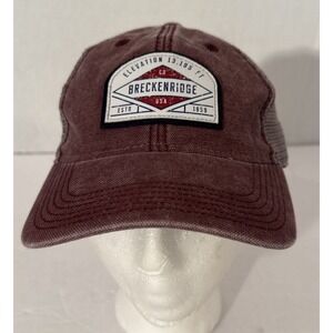 Breckenridge Colorado Ski Resort Snapback Trucker Hat Cap-Maroon-Prefade-Legacy‎